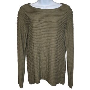 Cut Loose‎ Womens Textured Knit Top Sz M Olive Green Oversized Slouchy Flowy